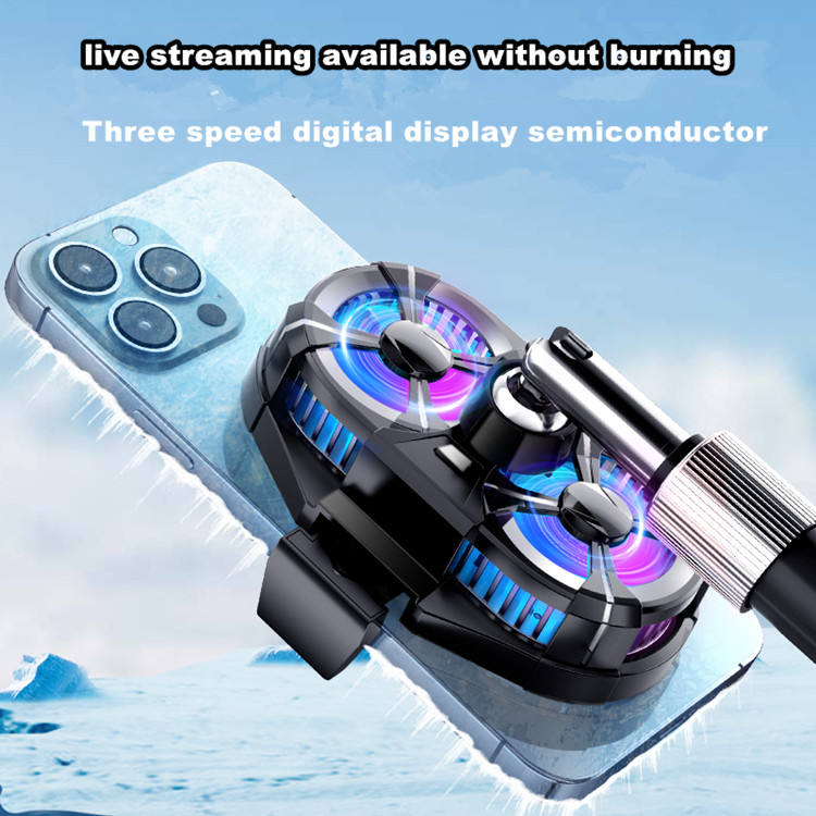 Verilux Phone Cooler Gaming Fan With Digital Display & Adjustable Clip Claw - Dual Turbo Smartphone Fan, 3 Speed Adjustable, Universal for Live Streaming