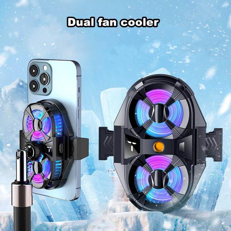 Verilux Phone Cooler Gaming Fan With Digital Display & Adjustable Clip Claw - Dual Turbo Smartphone Fan, 3 Speed Adjustable, Universal for Live Streaming