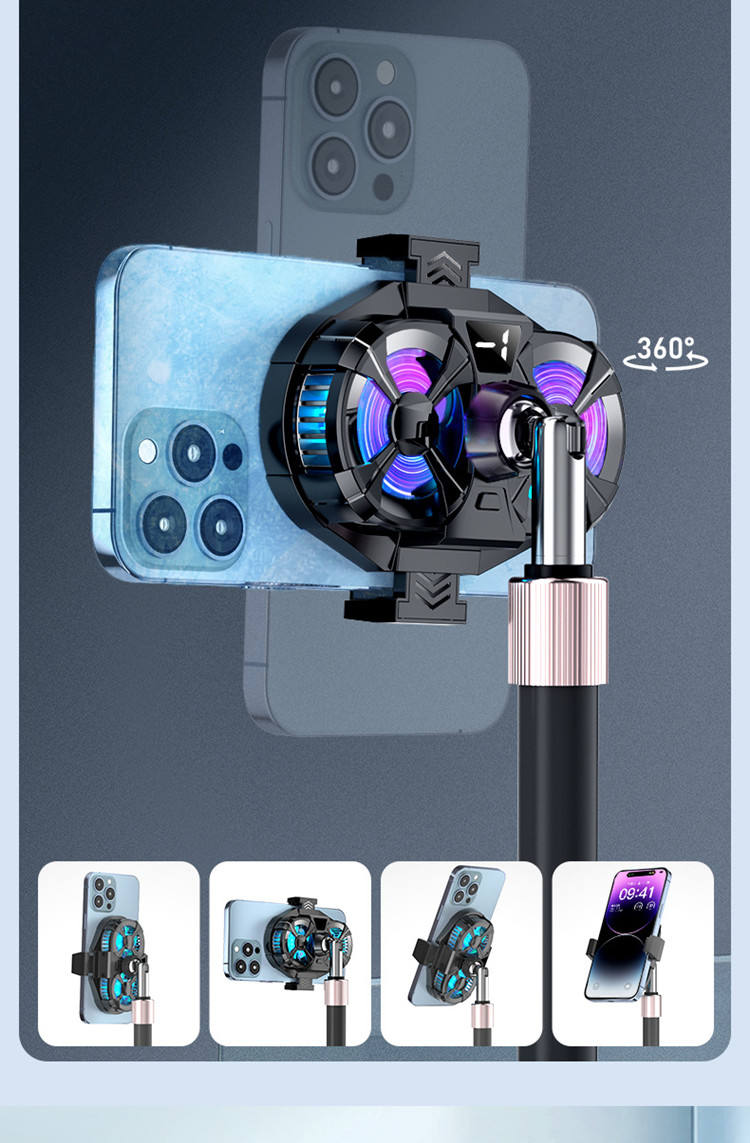Verilux Phone Cooler Gaming Fan With Digital Display & Adjustable Clip Claw - Dual Turbo Smartphone Fan, 3 Speed Adjustable, Universal for Live Streaming
