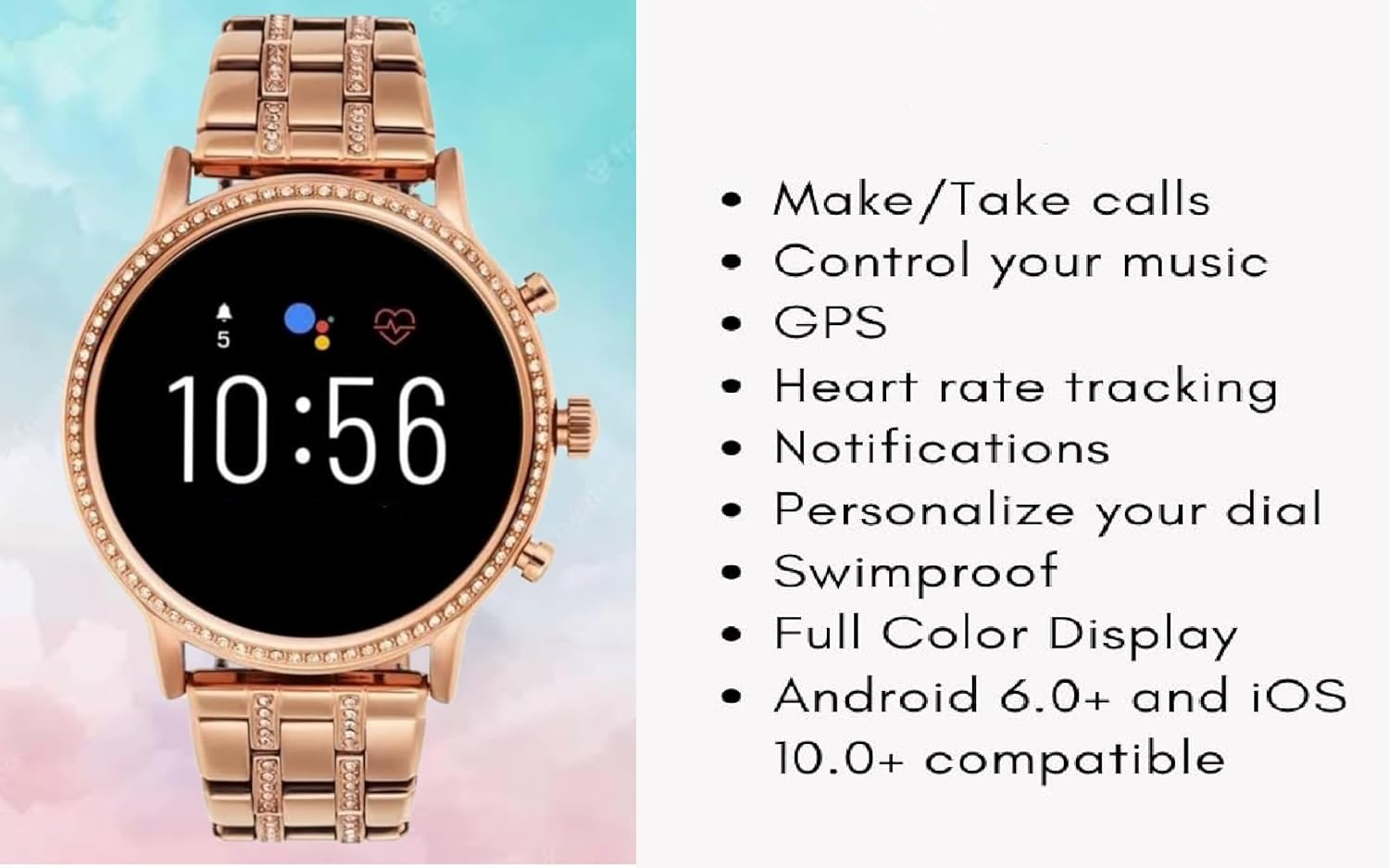 Gen 9 Diamond Strap HD Display 2 Straps BT Calling Smartwatch (Rose Gold Strap) ct